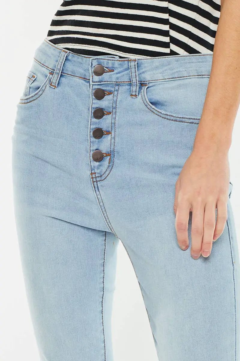 Nature Denim The High-Rise Button Fly Ankle Skinny - Light Wash - Jeans