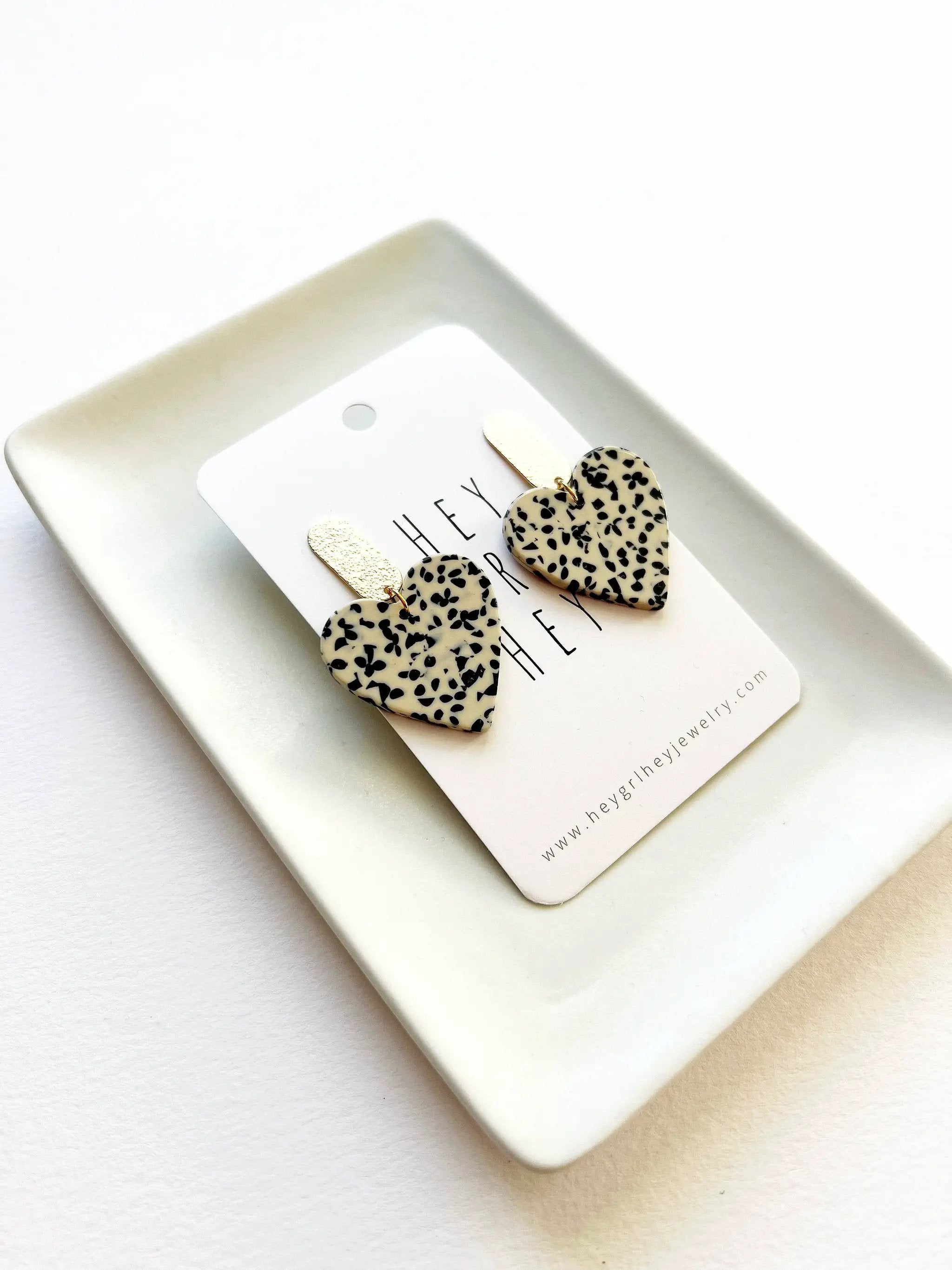 Hey Grl Hey Jewelry The Dalmatian Heart Earrings - Earrings