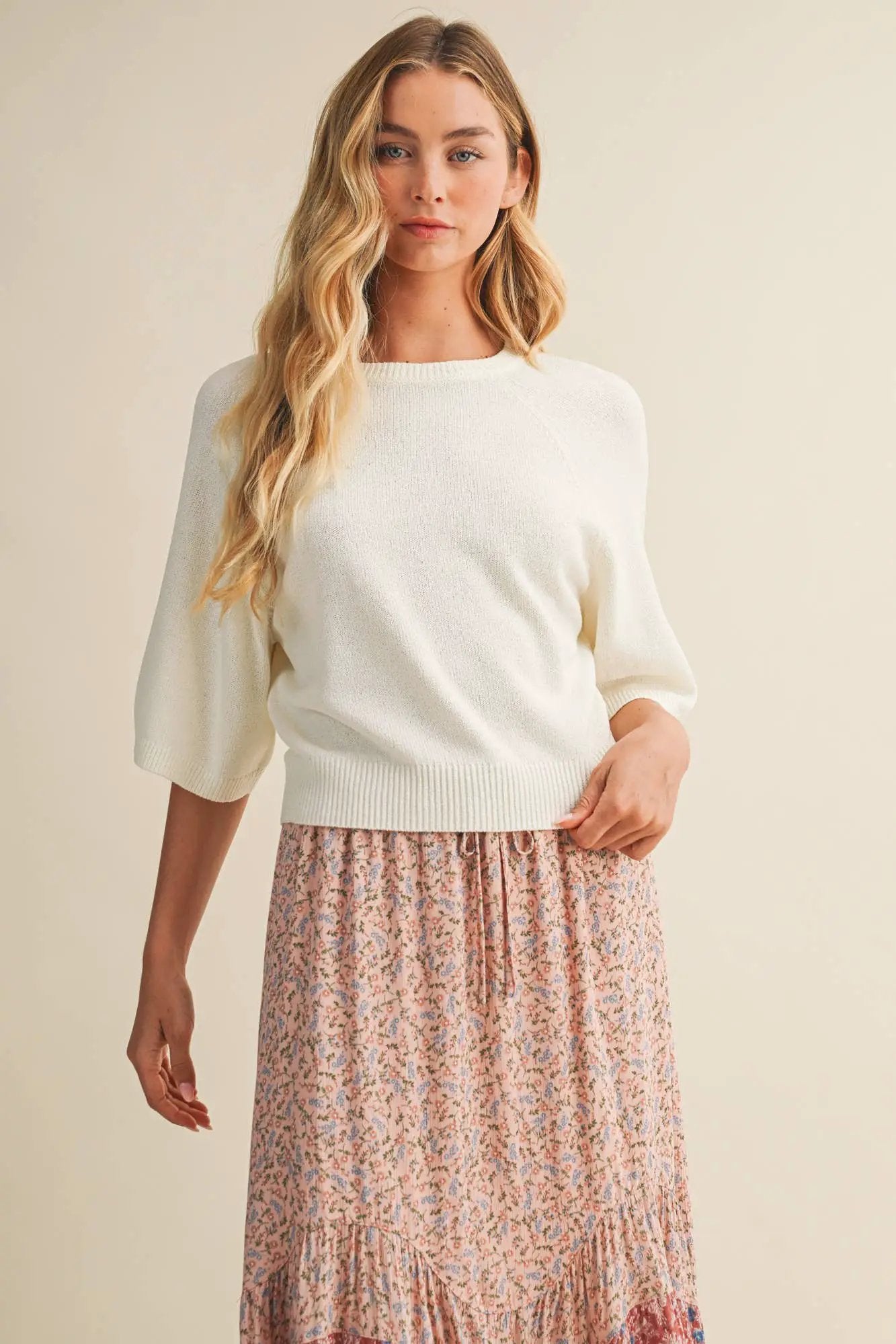 Mustard Seed Mustard Seed - RAGLAN SHORT SLEEVE SWEATER - Sweaters