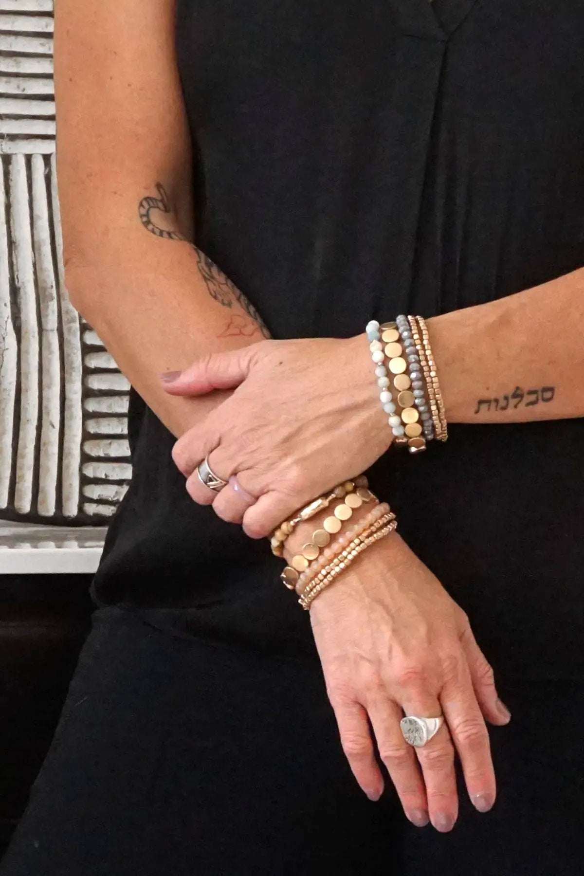 PennyLine inc The Boho Beaded Amazonite Stone Five Stack Bracelet Set - Jewelry boho beaded stack bracelet