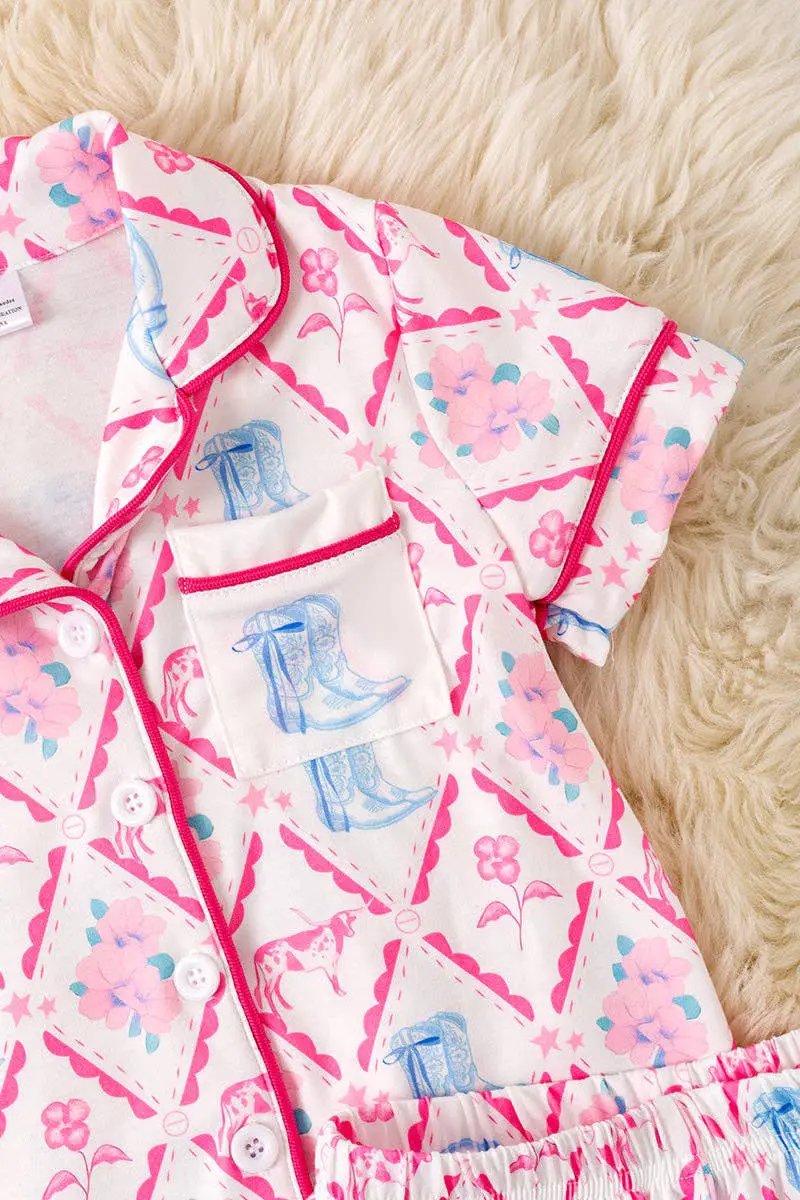 Kids Charm Online Western Cowgirl Boot Print Pajamas - MINI - Pajamas