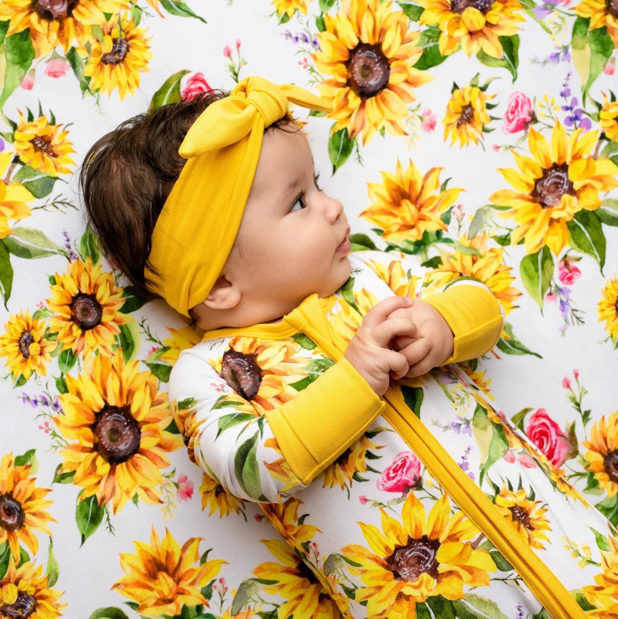 Jammie Session formerly Big Dreams Little Jammies Suns and Roses (Sunflowers) Bamboo Romper - Baby One-Pieces