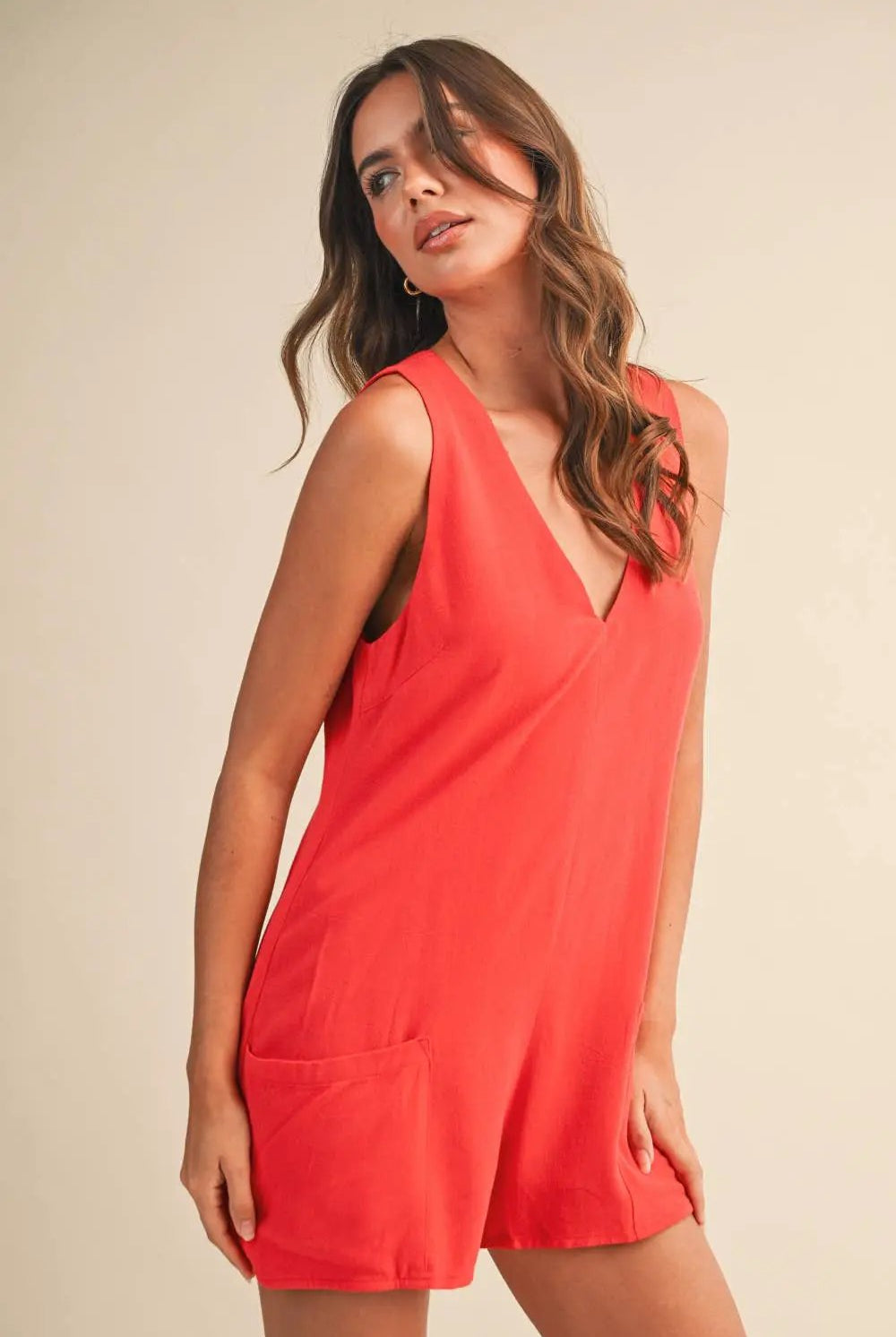 Klesis The Sunset Stroll Linen Blend Romper - One-Pieces