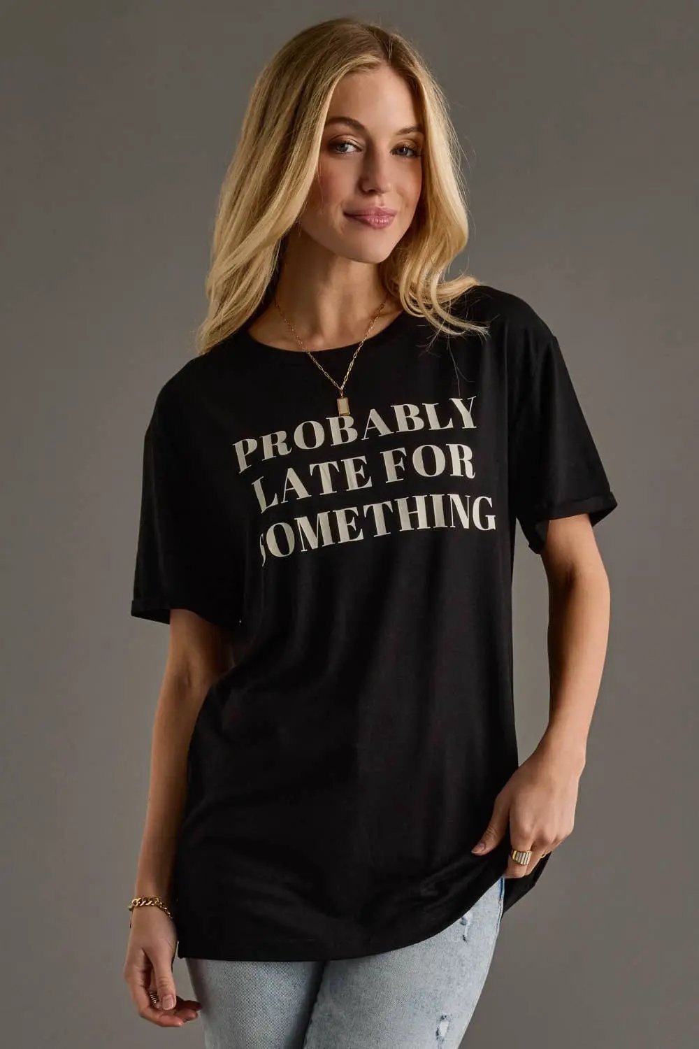 Panache Apparel Co. The Probably Late For Something Tee: Black - T-Shirts