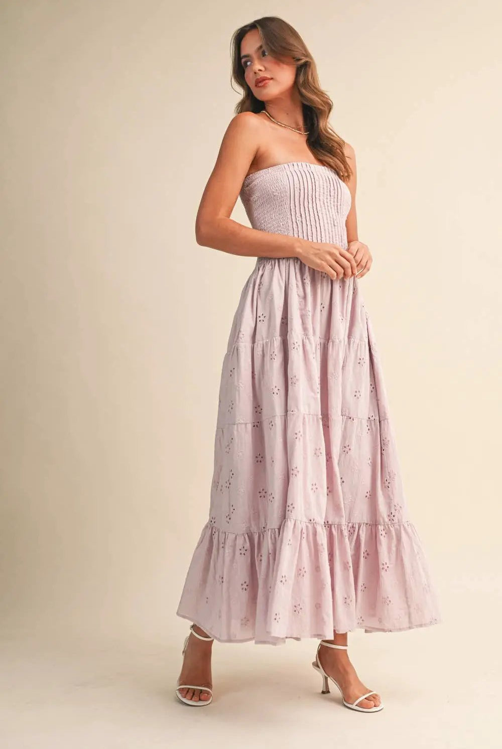 Klesis The Lavender Daydream Eyelet Midi Dress - Dresses