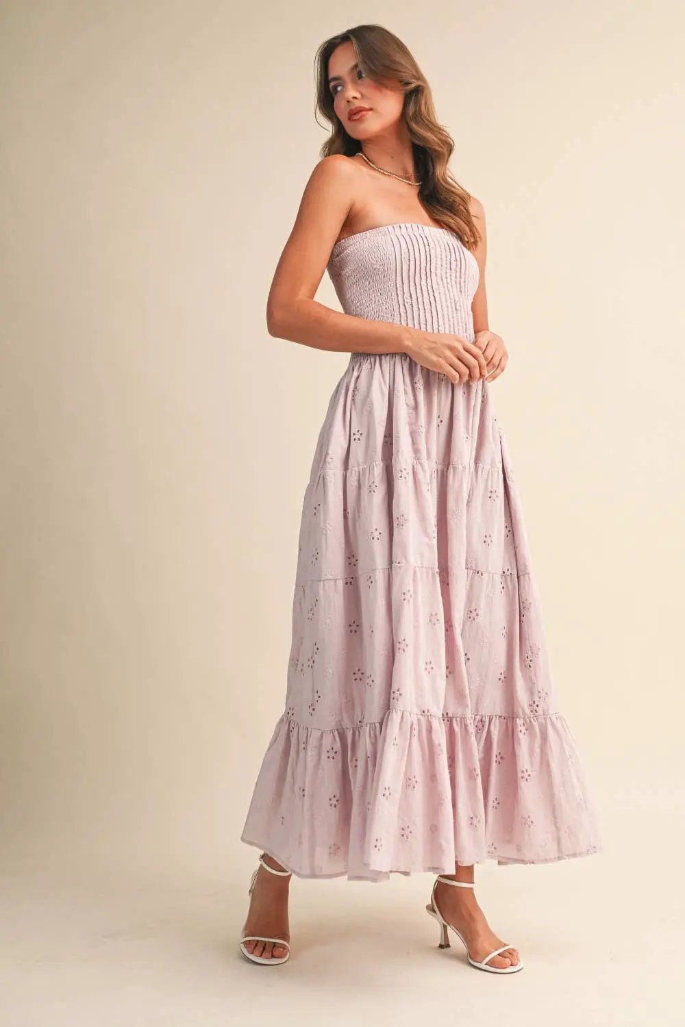 Klesis The Lavender Daydream Eyelet Midi Dress - Dresses