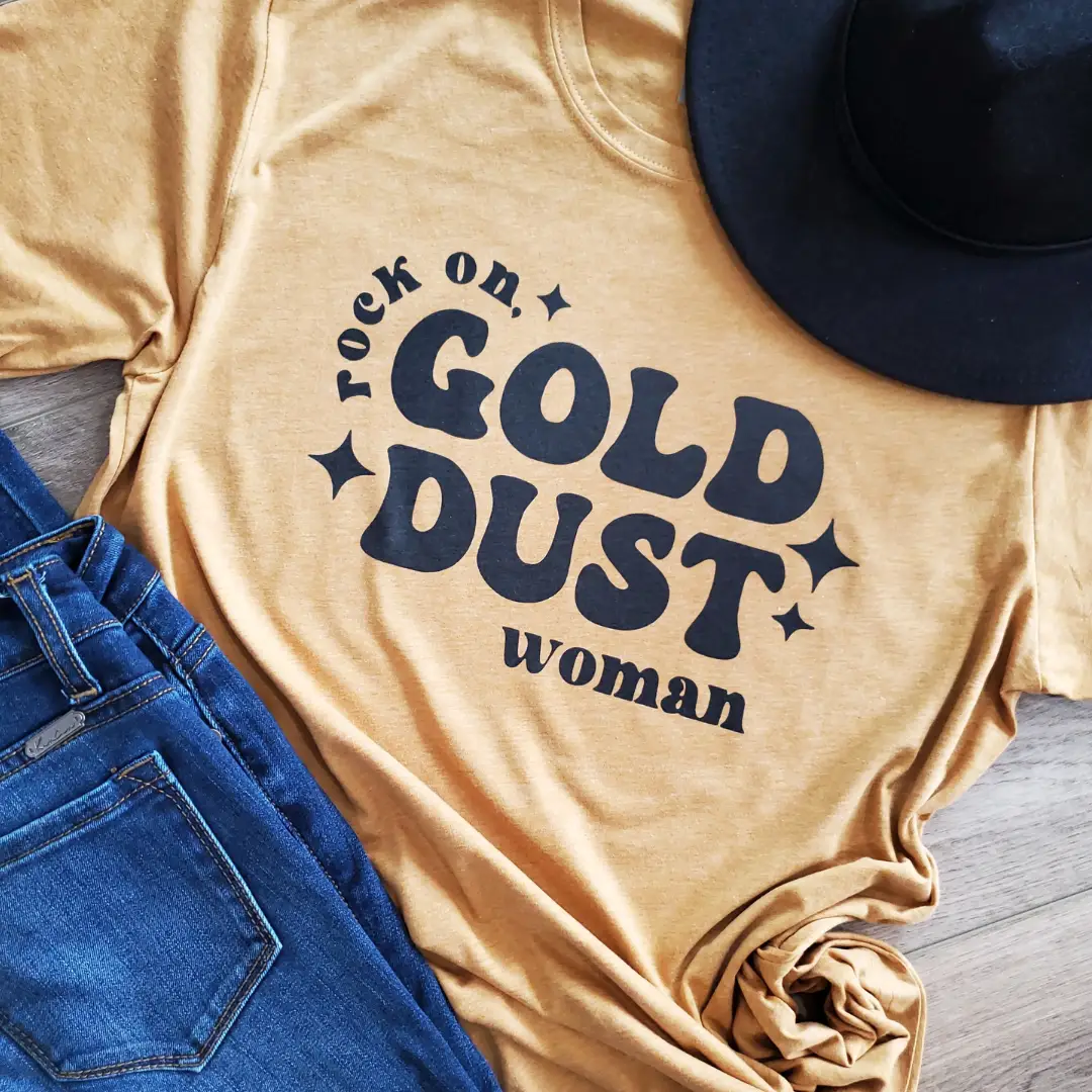 Funk Town Tees Funk Town Tees - Rock On Gold Dust Woman Graphic Tee - T-Shirts
