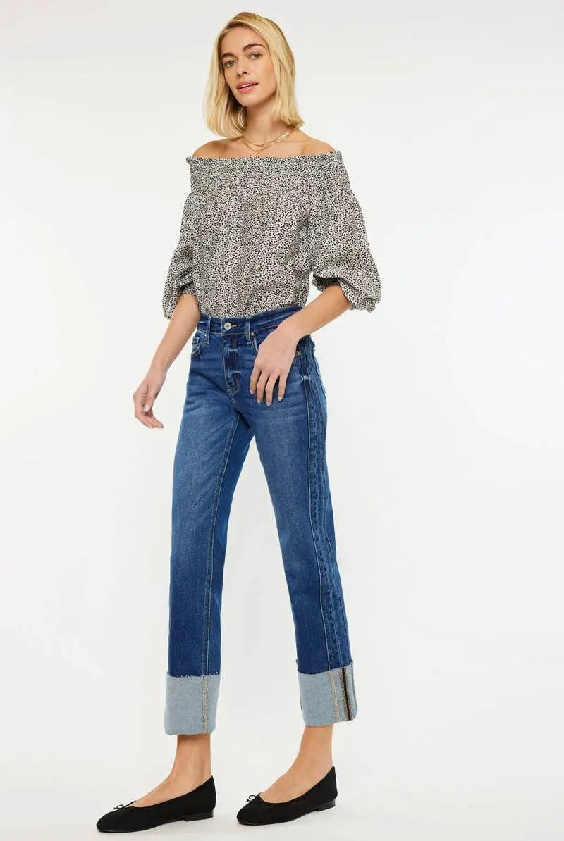 Kan Can USA KanCan Mid Rise Crop Straight Jeans - Jeans
