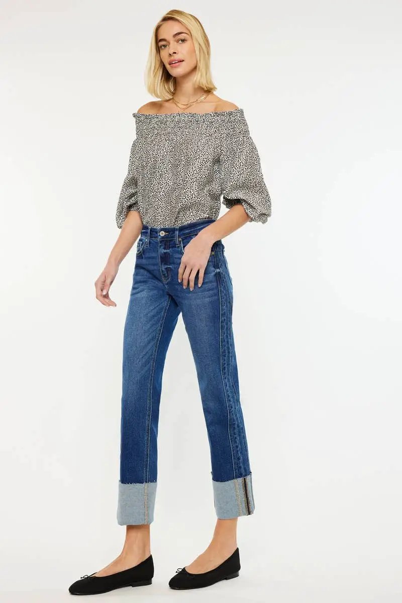 Kan Can USA KanCan Mid Rise Crop Straight Jeans - Jeans
