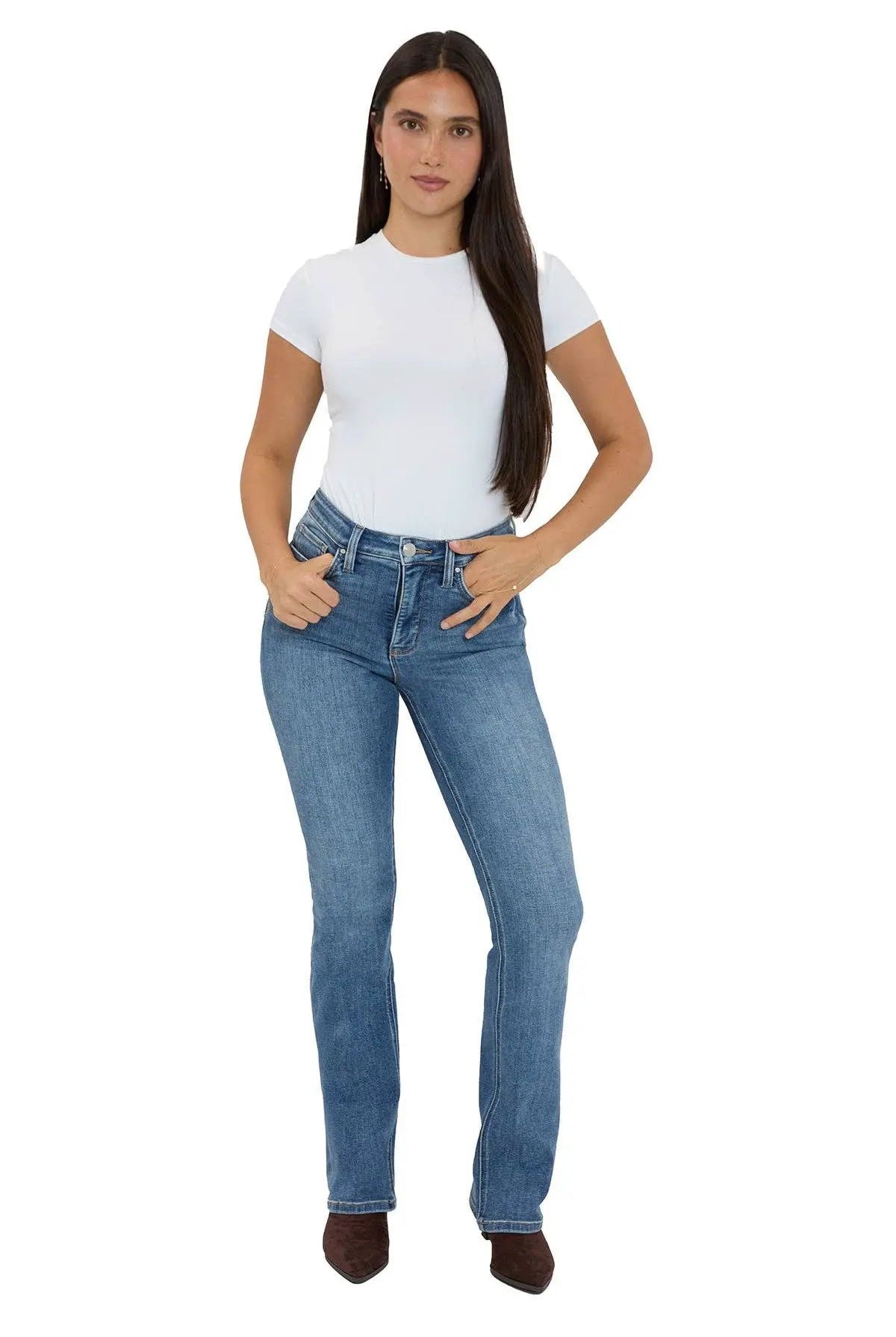 RFM Mia High Rise Medium Wash Essential Slim Bootcut Jeans - Inseam Program: LONG - Jeans