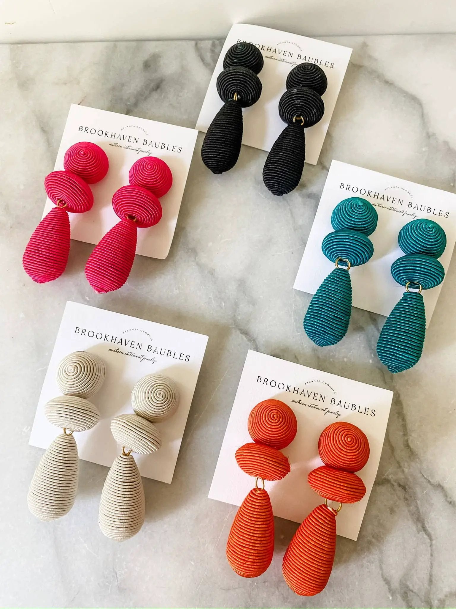 Brookhaven Baubles Hot Pink Thread Wrapped Drop Statement Earrings - Earrings hot pink thread wrapped statement earrings