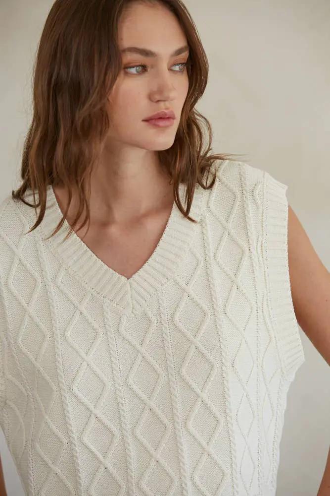 By Together Knit Sweater Cable Vest Top - Sweaters