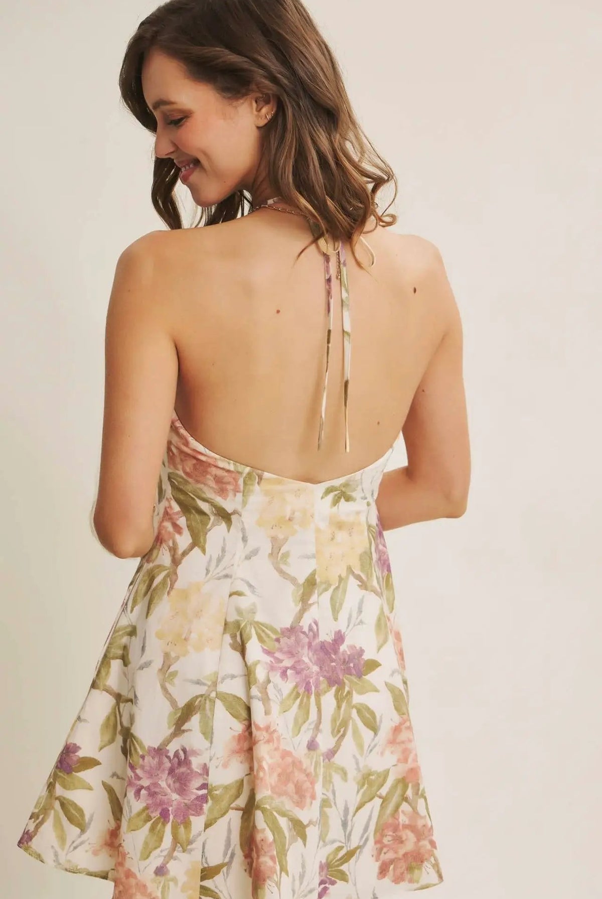 in february The Meadowlight Floral Halter Mini Dress - Dresses
