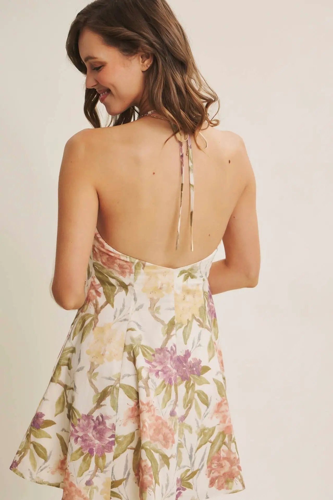 in february The Meadowlight Floral Halter Mini Dress - Dresses
