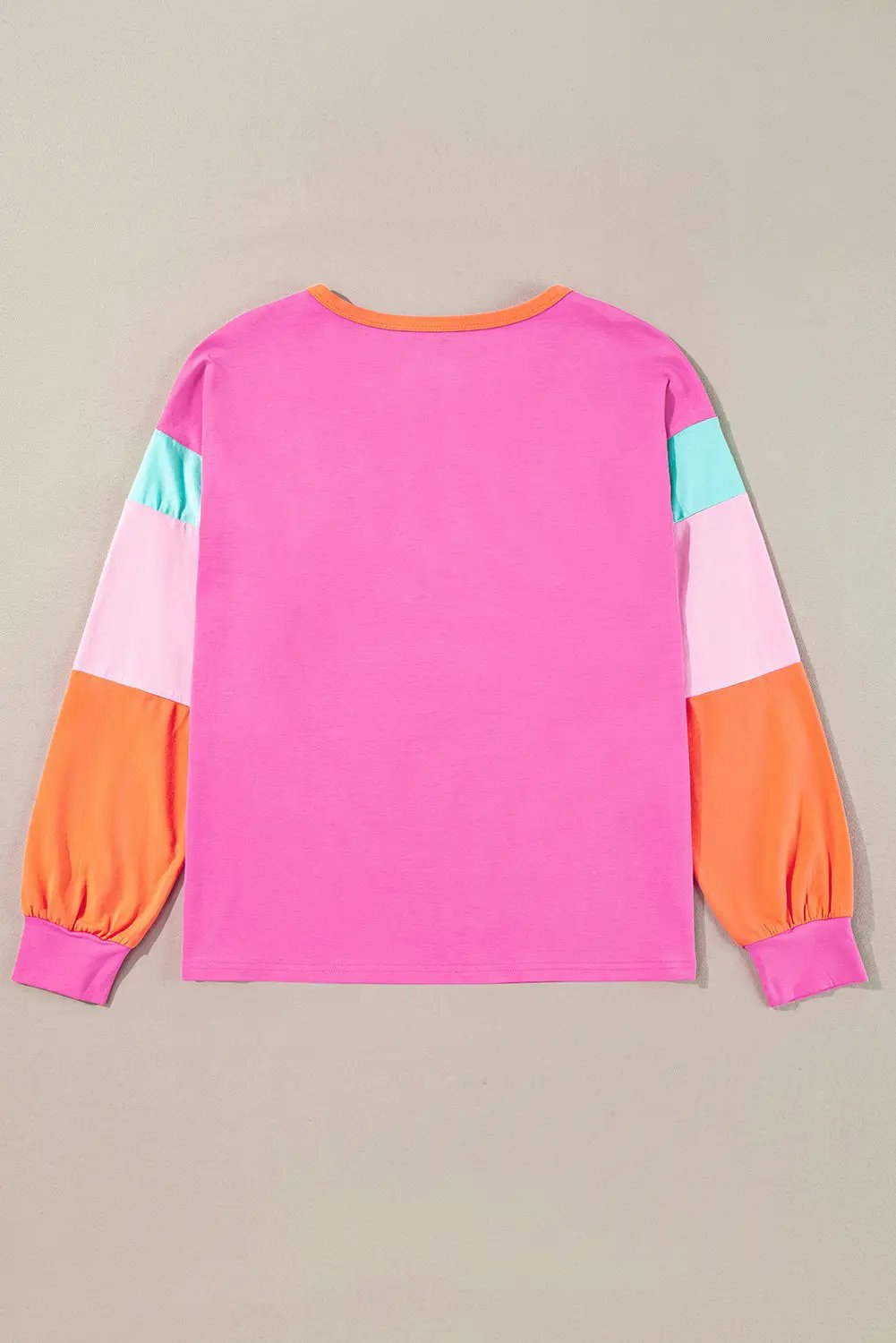 Grateful Threads Boutique Rose Red Colorblock Patchwork Long Sleeve Loose Top - Shirts Rose Red Colorblock Patchwork Long Sleeve Loose Top