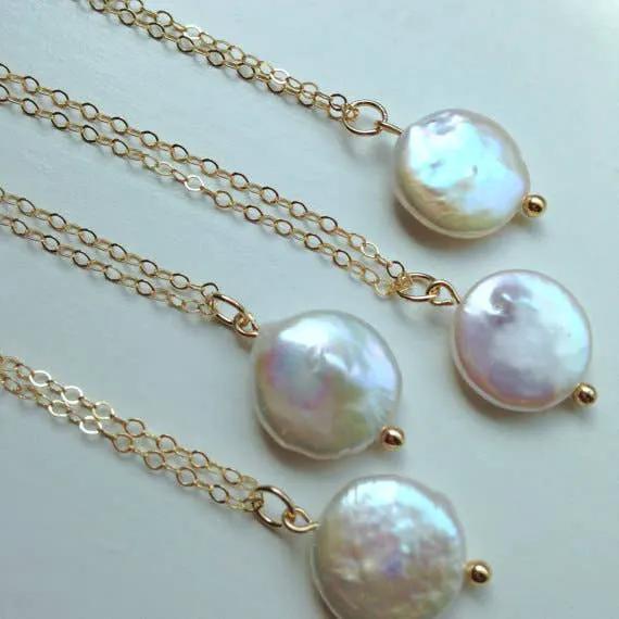 Laalee Jewelry White Freshwater Coin Pearl Necklace - Necklaces
