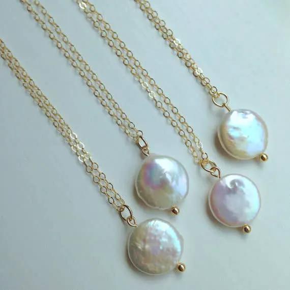 Laalee Jewelry White Freshwater Coin Pearl Necklace - Necklaces