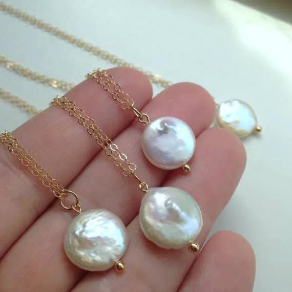 Laalee Jewelry White Freshwater Coin Pearl Necklace - Necklaces