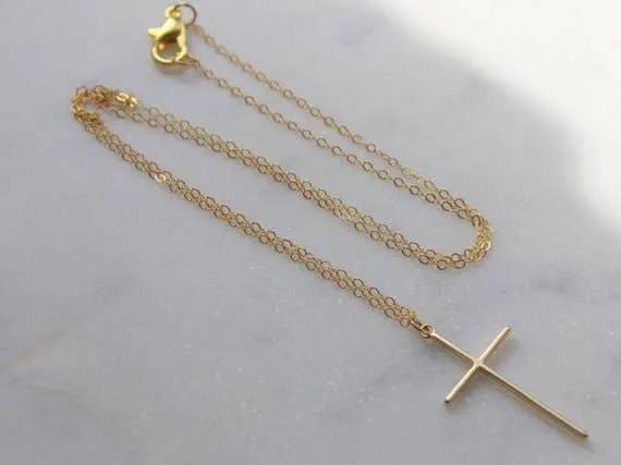 Laalee Jewelry Gold Cross Necklace, Easter Gift, Religious, First Communion - Necklaces
