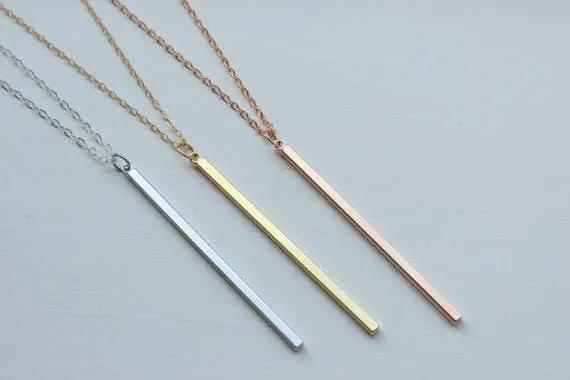 Laalee Jewelry Vertical Skinny Bar Necklace - Necklaces