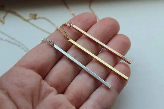Laalee Jewelry Vertical Skinny Bar Necklace - Necklaces