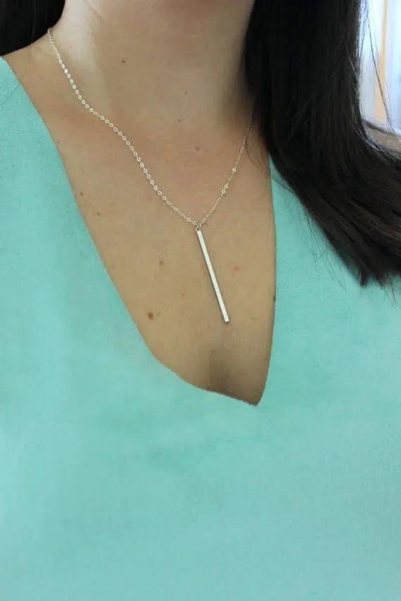 Laalee Jewelry Vertical Skinny Bar Necklace - Necklaces