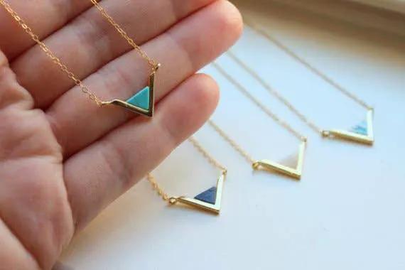 Laalee Jewelry Gold Triangle Geometric Necklace - Necklaces