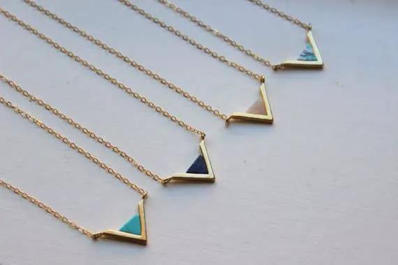 Laalee Jewelry Gold Triangle Geometric Necklace - Necklaces