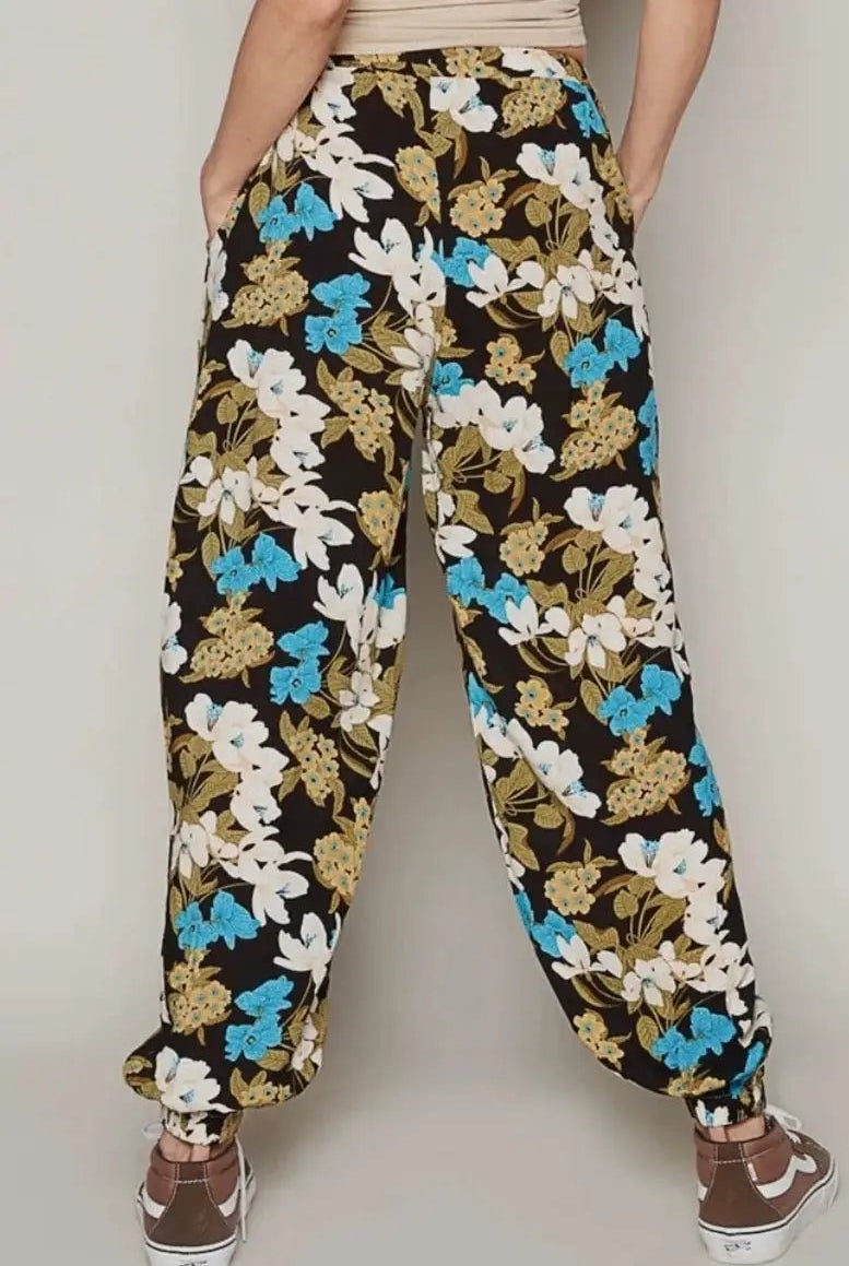 POL Adjustable Drawstring Waist Floral Print Harem Pants – Effortless Style & Comfort - Pants