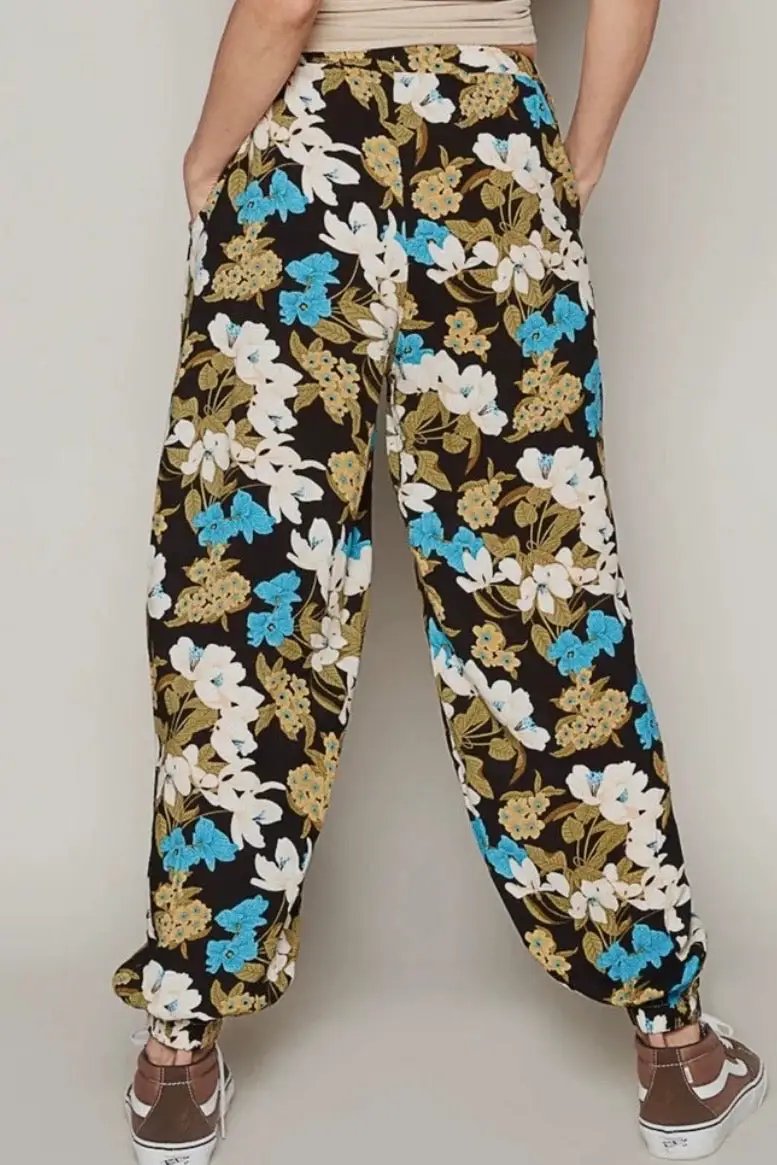 POL Adjustable Drawstring Waist Floral Print Harem Pants – Effortless Style & Comfort - Pants