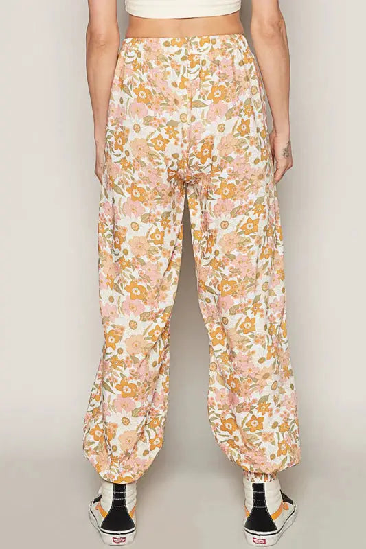 POL Adjustable Drawstring Waist Floral Print Harem Pants – Effortless Style & Comfort - Pants