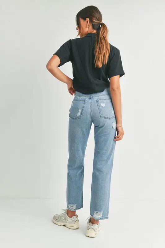 Just Black Denim The Dad Jeans with Hem Distress - Jeans
