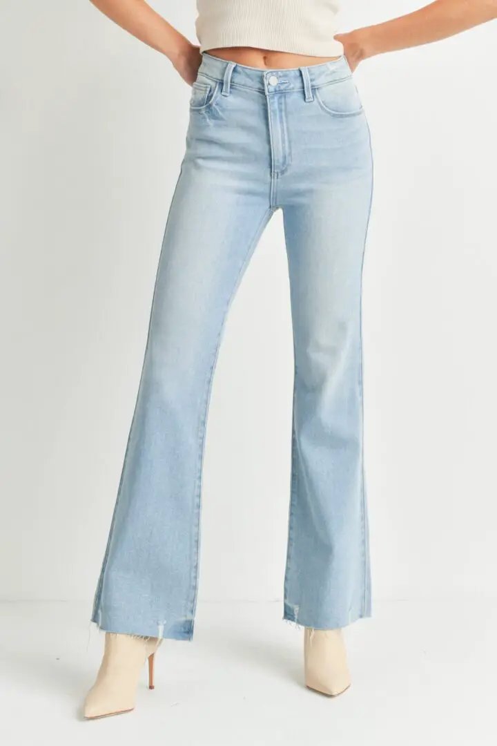 Just Black Denim The Light Wash Step Hem Flare Jeans - Jeans