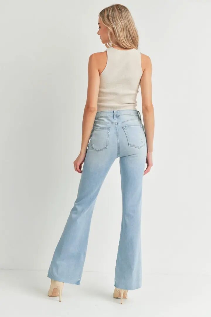 Just Black Denim The Light Wash Step Hem Flare Jeans - Jeans