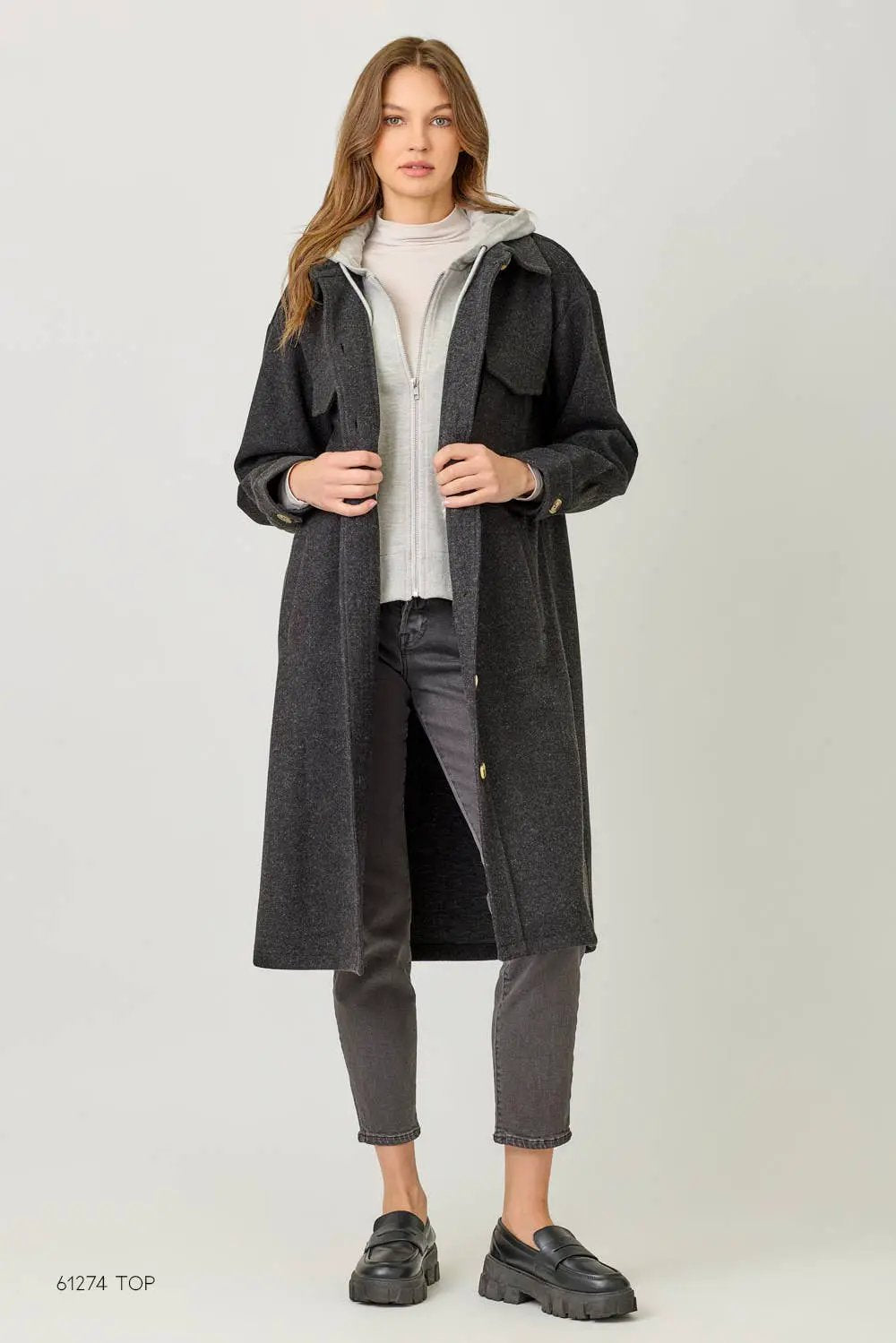 Mystree Mystree - Signature Layers Twofer Hoodie Coat - Coats & Jackets