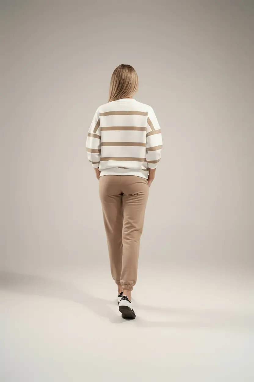 Grateful Threads Boutique Weekend Stripe Cozy Jogger Set - Outfit Sets Drop Shoulder Pullover and Jogger Pants Set