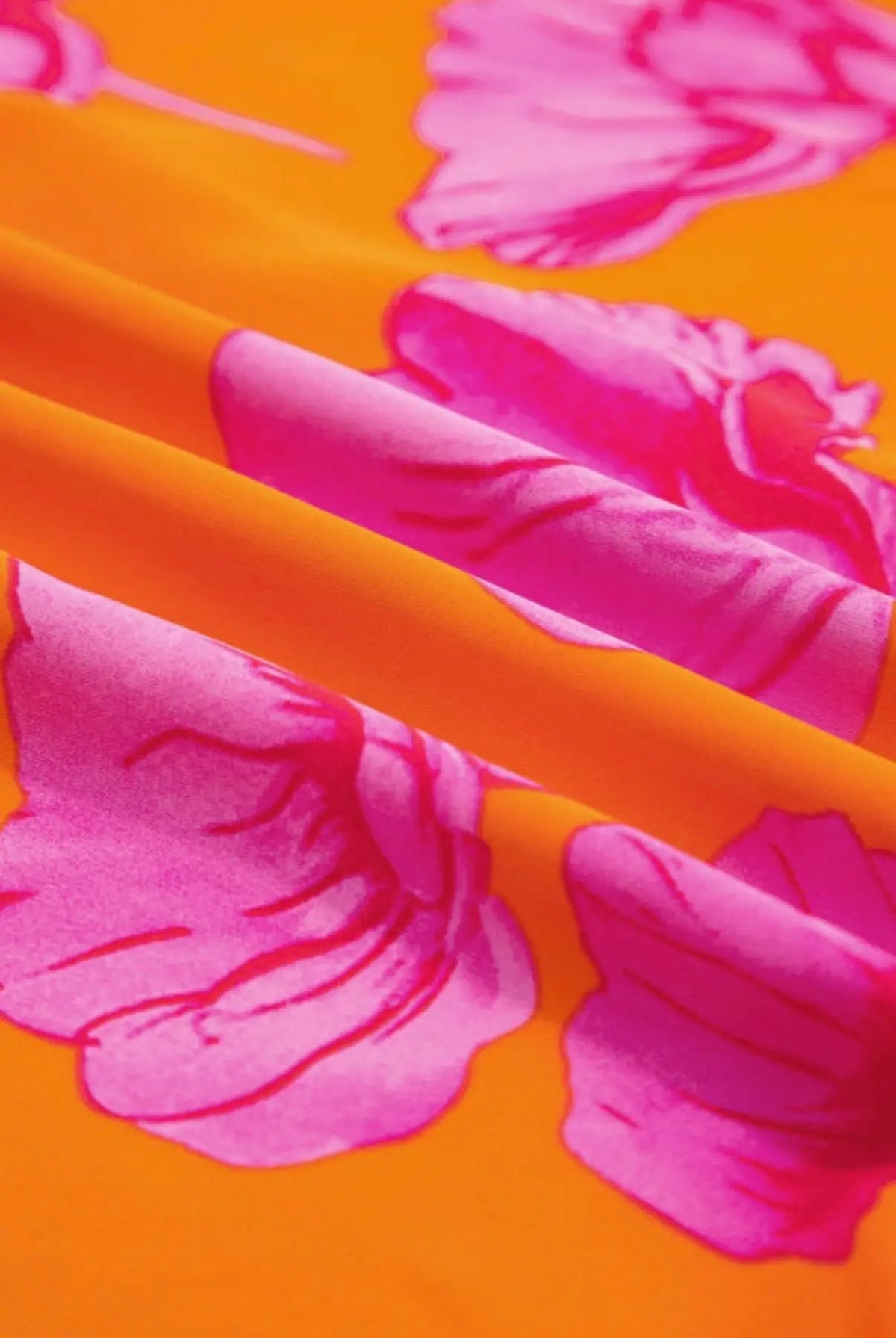 Grateful Threads Boutique Orange Floral Print Frilly Smocked V Neck 3/4 Sleeve Long Dress - Dresses Orange Floral Print Frilly Smocked V Neck 3/4 Sleeve Long Dress