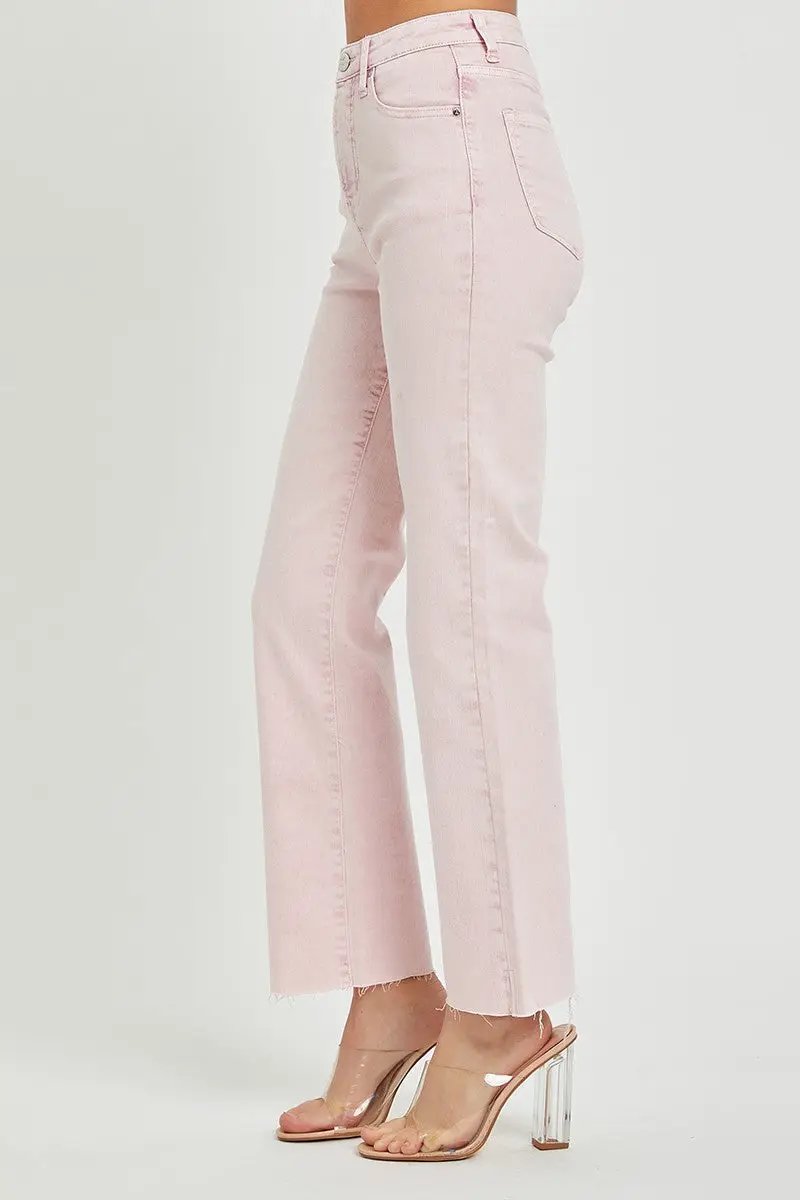 RISEN RISEN Acid Pink High Rise Tummy Control Straight Jean - Jeans