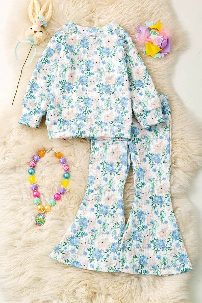 Kids Charm Online Kids Charm Online - Easter bunny printed girls 2 piece set. - Outfit Sets