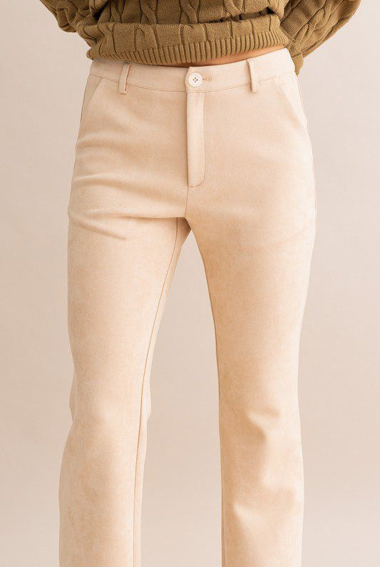 Beige suede pants, women's fashion.