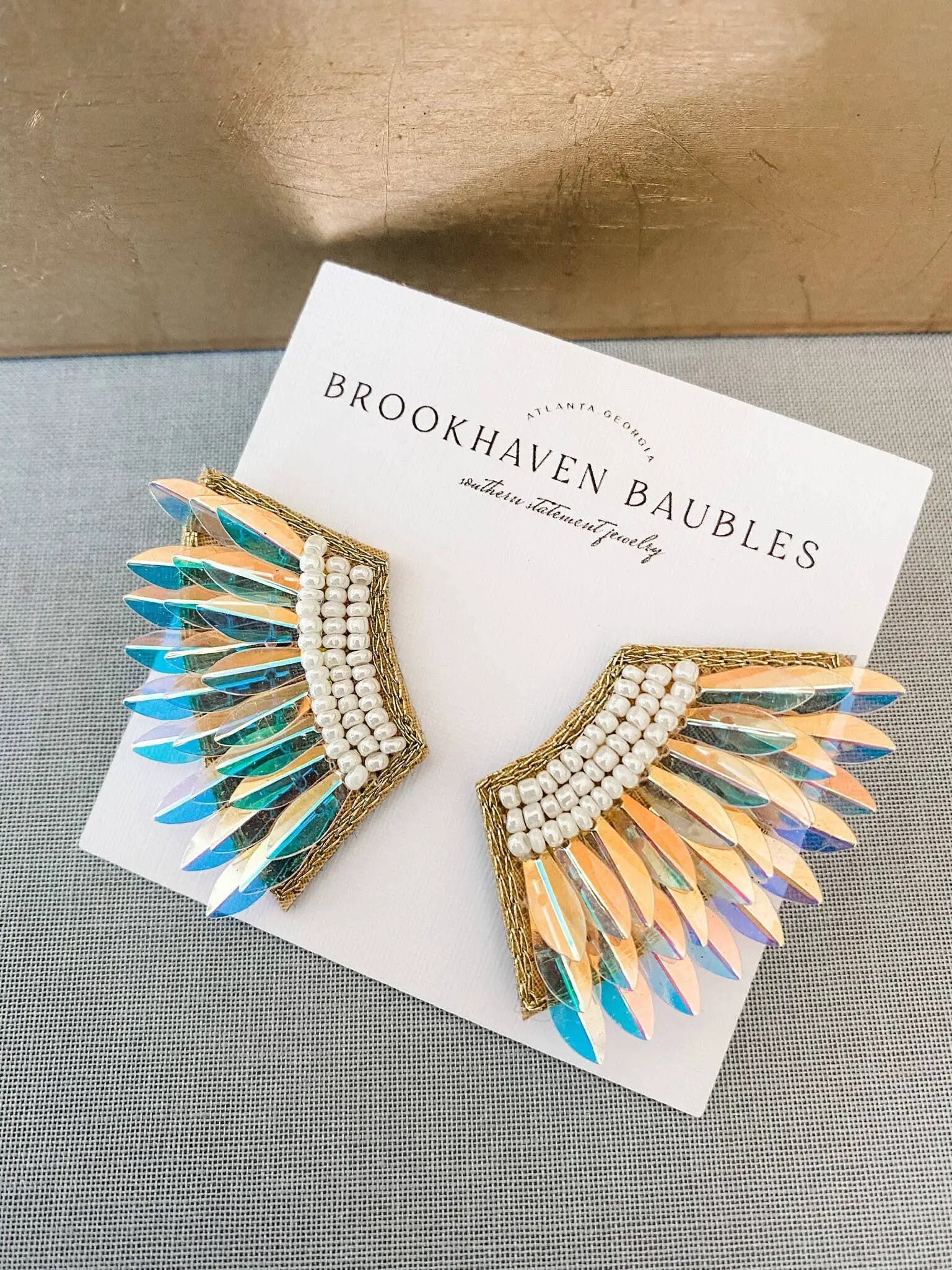 Brookhaven Baubles Iridescent Sequin Wing Beaded Statement Earrings - Earrings