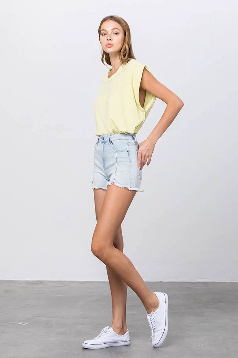 Insane Gene USA The Zipline High Rise Frayed Hem Denim Shorts - Jeans