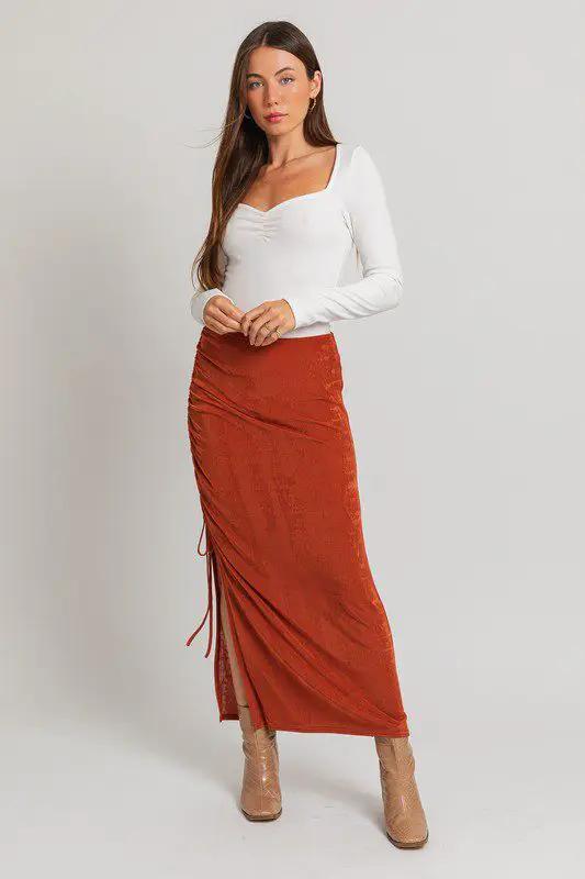 Le Lis After Hours Ruched Shimmer Midi Skirt – Matching Top Available - Skirts