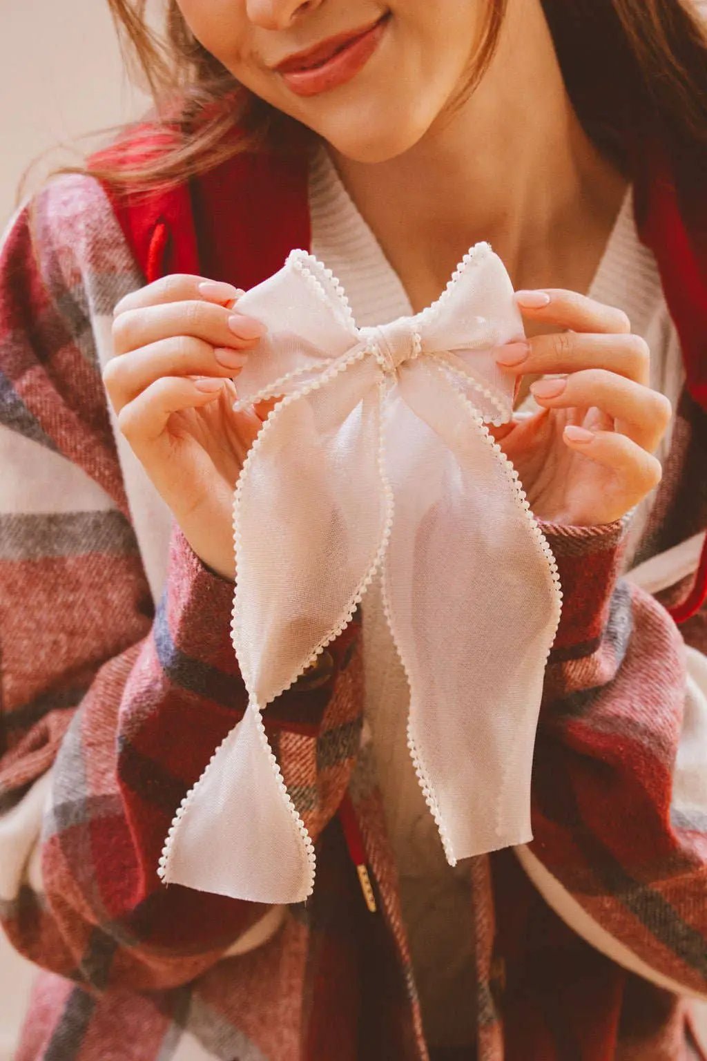 Shop ANDi The Pearl Lined Bow Clip - Hair Pins, Claws & Clips Pearl Long bow hair clip