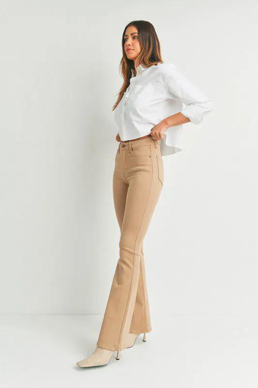 Just Black Denim Khaki High Rise Skinny Flare Denim Jeans by Just Black Denim - Pants