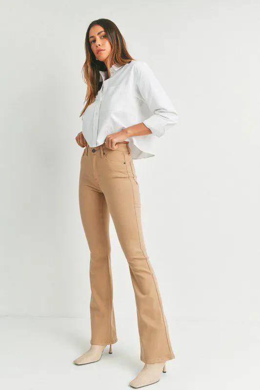 Just Black Denim Khaki High Rise Skinny Flare Denim Jeans by Just Black Denim - Pants