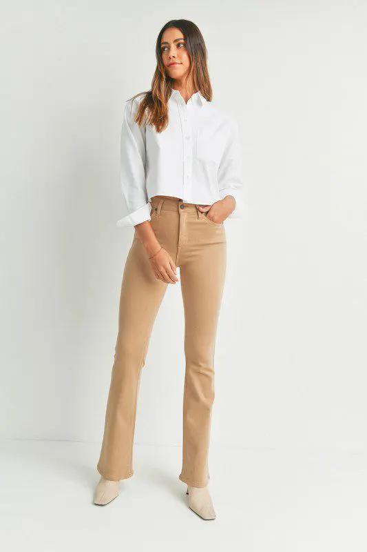 Just Black Denim Khaki High Rise Skinny Flare Denim Jeans by Just Black Denim - Pants