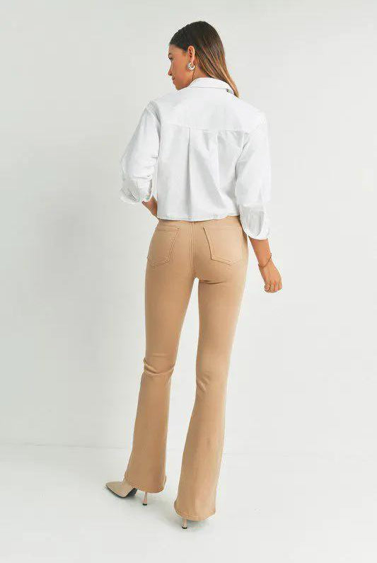 Just Black Denim Khaki High Rise Skinny Flare Denim Jeans by Just Black Denim - Pants