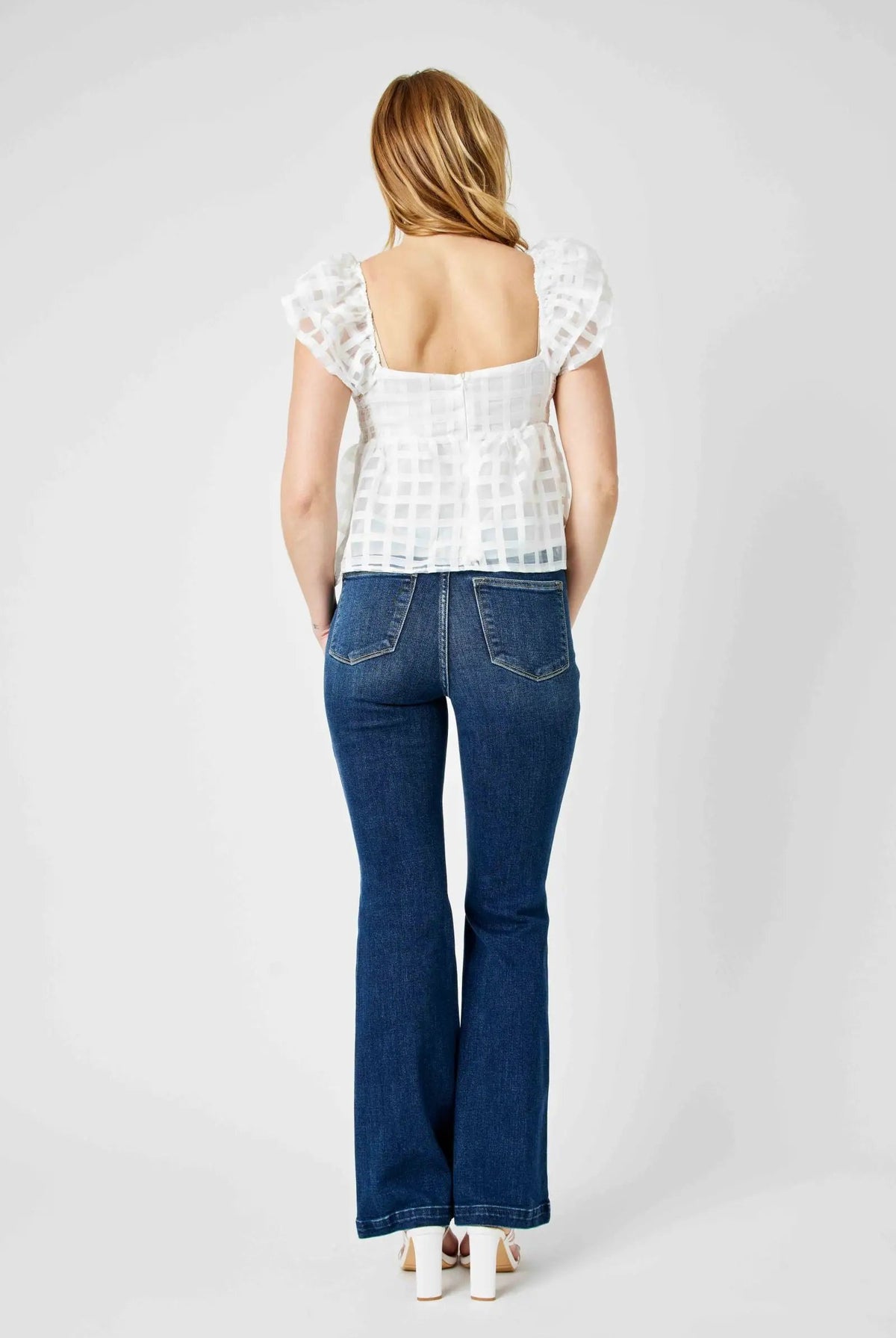 Judy Blue Judy Blue High Waist Angled Side Seam Detail Flare Denim Jeans - Jeans Judy Blue high waist angled side deam flare jeans