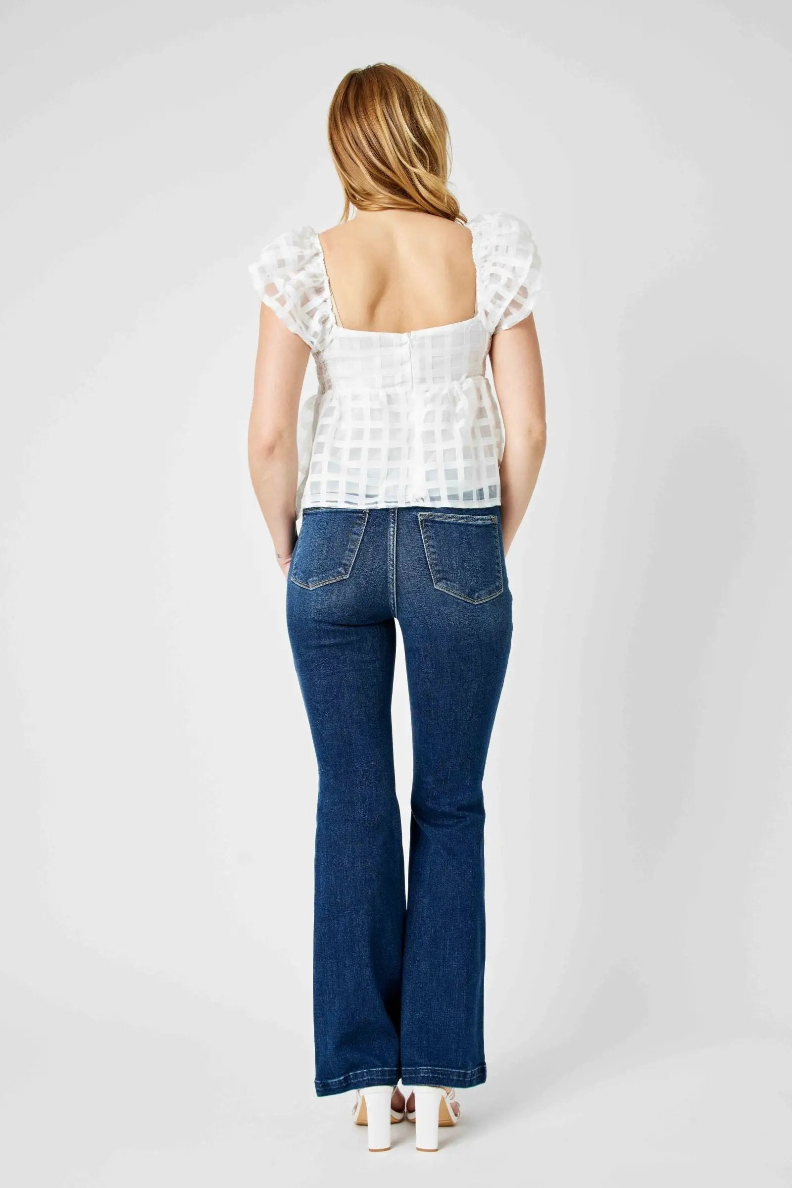 Judy Blue Judy Blue High Waist Angled Side Seam Detail Flare Denim Jeans - Jeans Judy Blue high waist angled side deam flare jeans